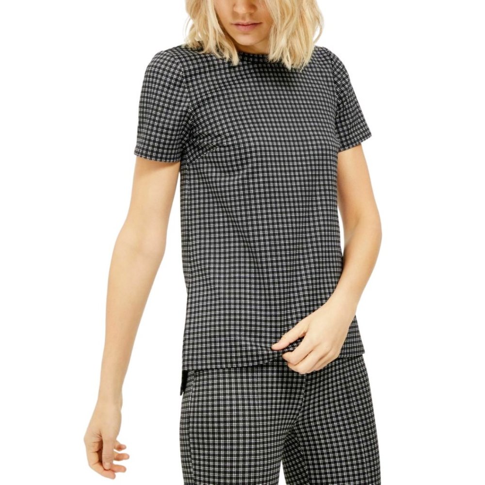 NEW Michael Kors Black/White Micro CheckTunic Top